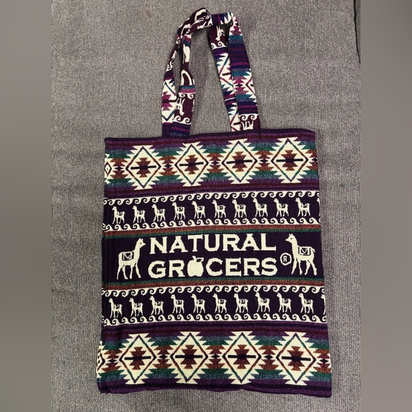 Handcrafted Natural Grocers Ecuadorian Tote Bag Llama Alpaca Wool‎ - Picture 2 of 4